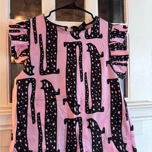 Nooworks Pink and Black Patterned Cat Top
